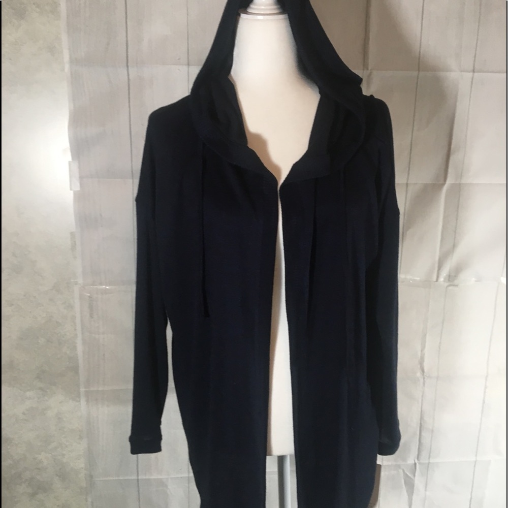 Sonoma lightweight hooded sweater drop front navy